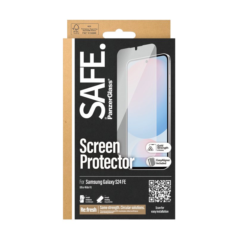 PanzerGlass SAFE. by Screen Protector Samsung Galaxy S24 FE | Ultra-Wide Fit w. Aligner