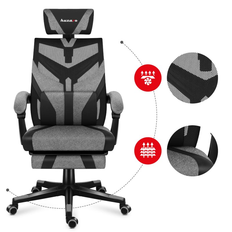 Huzaro Combat 5.0 PC gaming chair Mesh seat Black, Grey