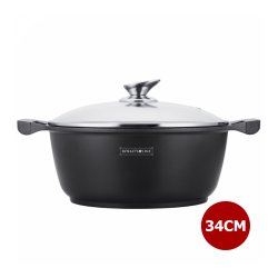 Royalty Line RL-BS34M: Marble Coated Cooking Pot & Casserole - 34cm Black