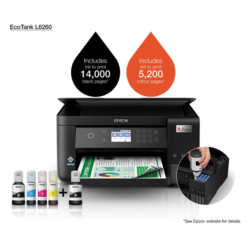 Epson EcoTank L6260 Jet d'encre A4 4800 x 1200 DPI 33 ppm Wifi