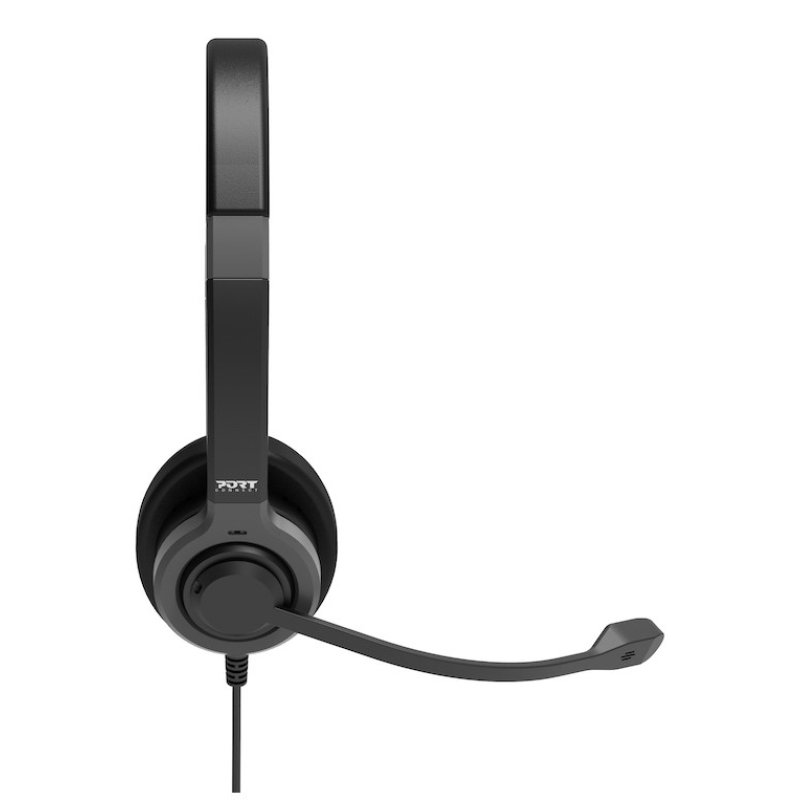 Port Designs 912001 écouteur/casque Avec fil Arceau Bureau/Centre d'appels USB Type-C / USB Type-A Noir