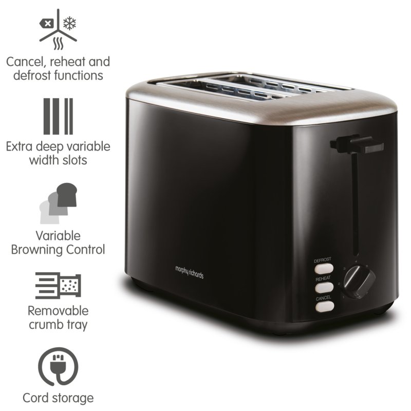 Morphy Richards 222064 toaster 7 2 slice(s) 800 W Black