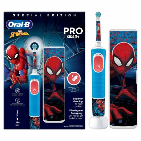Braun Oral-B Pro Kids 1 Marvel Spider-Man Electric Toothbrush with Brush Head and Travel Case