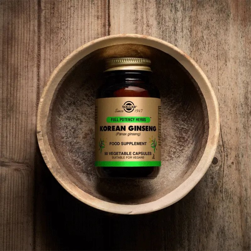 Solgar Korean Ginseng Vegetable Capsules Improves Concentration for Energy and Vitality 50 Capsules