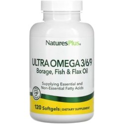 NaturesPlus Ultra Omega 3 6 9 1200mg Omega Blend from Borage Oil Fish Oil Flax Oil 90 Softgels