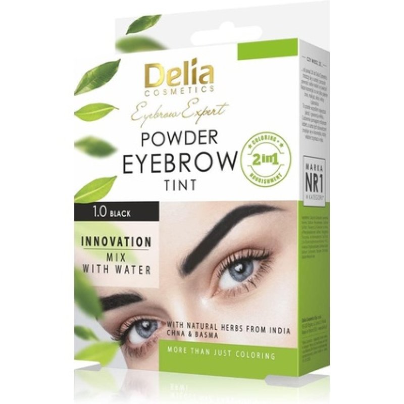Delia Cosmetics Powder Eyebrow Dye Black Natural Herbs & Color Emphasized Darkened Thickened Eyebrows 20 Easy