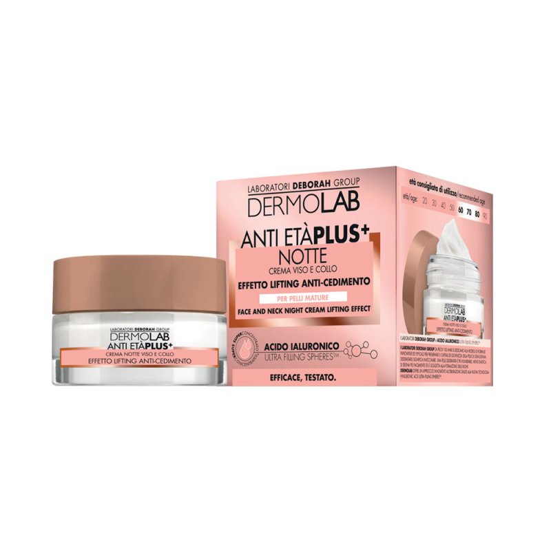 DERMOLAB Anti-Ageing Plus Night Cream for Face and Neck 50ml Hyaluronic Acid Effect Anti-Fog