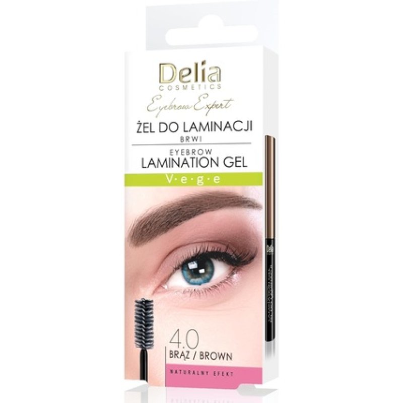 Delia Cosmetics Eyebrow Expert Lamination Gel Brown Vegan Formula Brow Shape Fixation Color Enhancement Biotin Peptides