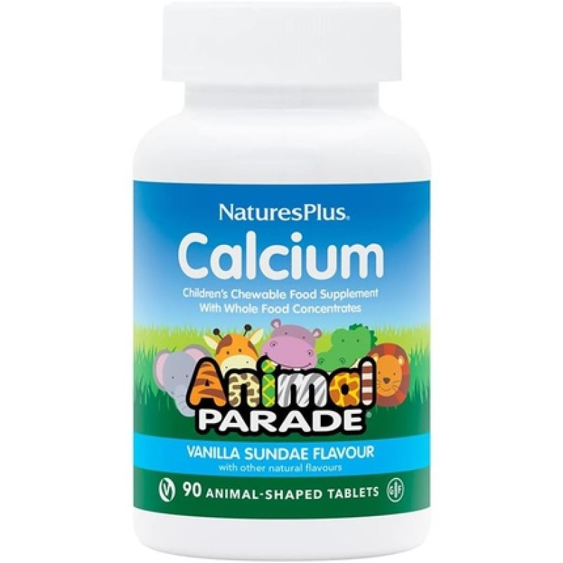 NaturesPlus Animal Parade Calcium Children's Chewable Natural Vanilla Flavour 90 Chewable Tablets