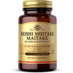 Solgar Reishi Shiitake Maitake Mushroom Extract Vegetable Capsules Combination of Japanese Mushrooms Gluten Free Vegan