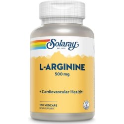 Solaray L-Arginine 500mg Nitric Oxide Supplement for Endurance Energy and Heart Health 100 VegCaps