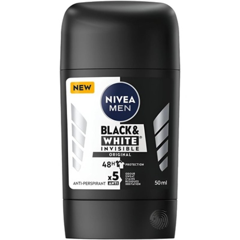 NIVEA Men Stick Deodorant Antiperspirant Invisible Black & White Original 50ml 48H Protection