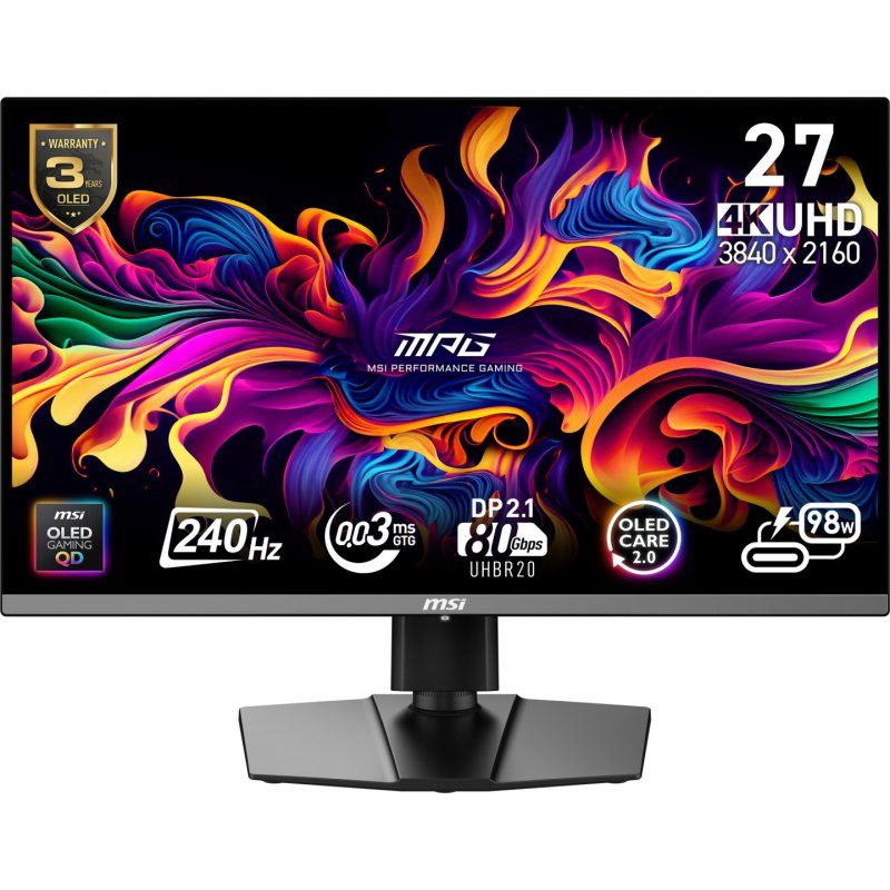 MSI MPG 272URX QD-OLED écran plat de PC 67,3 cm (26.5") 3840 x 2160 pixels 4K Ultra HD Noir