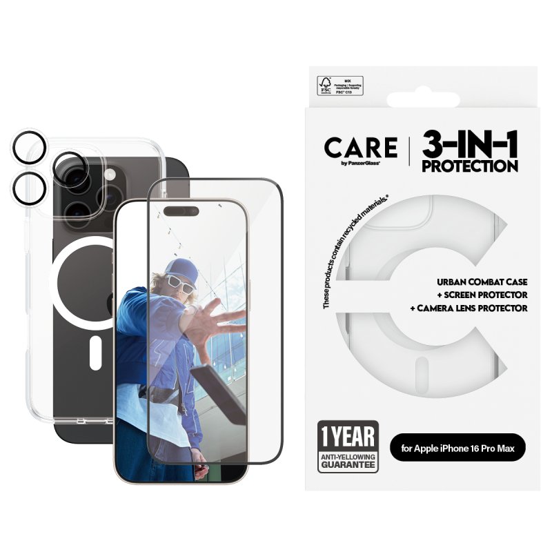 PanzerGlass CARE by Flagship 3-in-1 Bundle iPhone 16 Pro Max