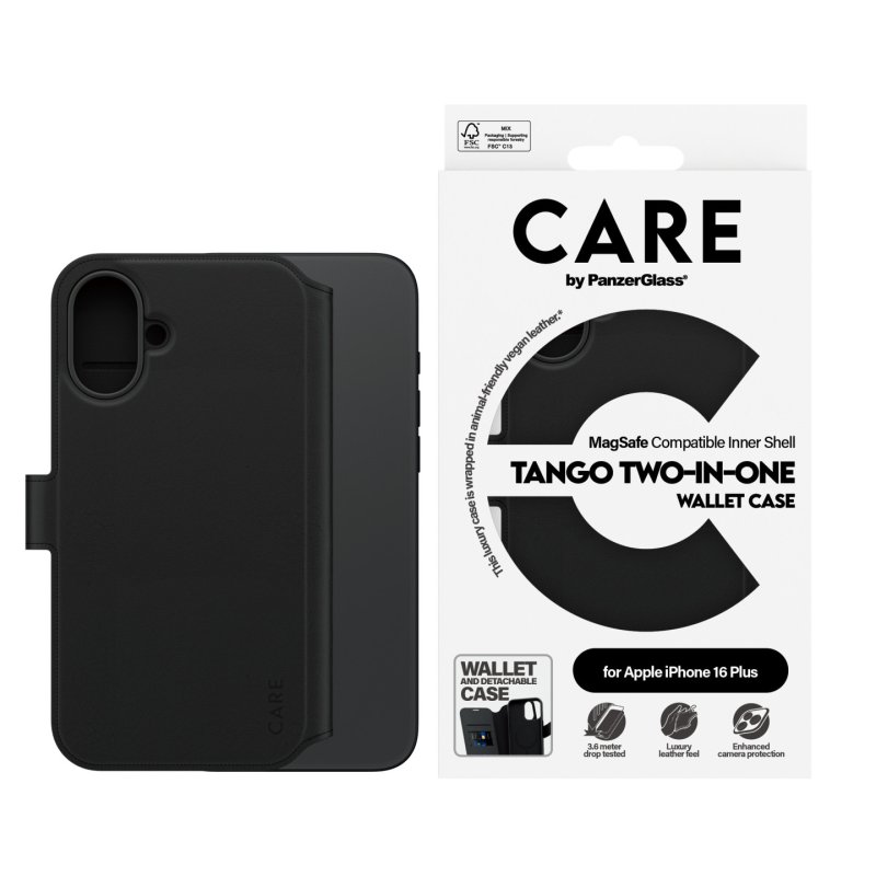 PanzerGlass CARE by Feature Case Tango Two-in-One Wallet w. MagSafe iPhone 16 Plus
