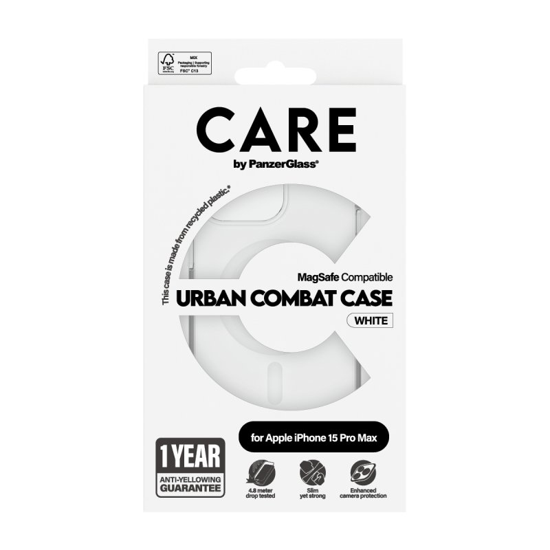 CARE by PanzerGlass - Case Transparent w. White MagSafe - iPhone 15 Pro Max