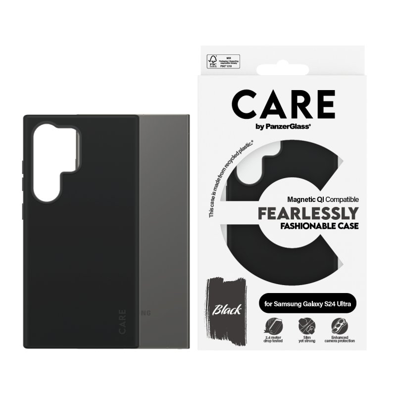 PanzerGlass CARE by Fashionable Case Black w. Qi Compatible Samsung Galaxy S24 Ultra