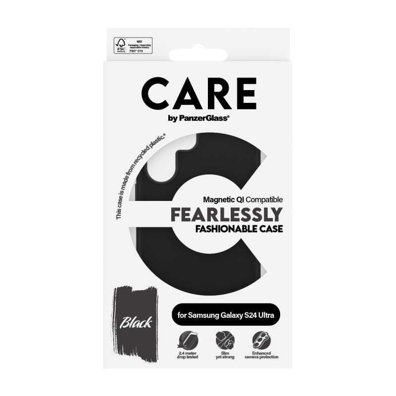 PanzerGlass CARE by Fashionable Case Black w. Qi Compatible Samsung Galaxy S24 Ultra