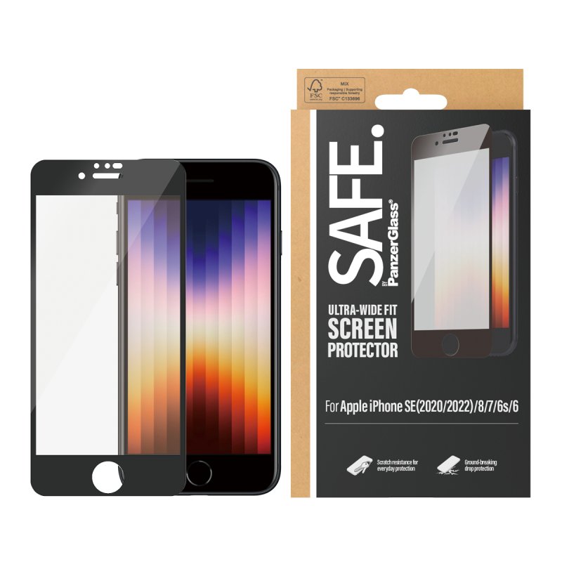PanzerGlass SAFE. by Screen Protector iPhone 8 | 7 | 6 | 6s | SE (2020/2022) | Edge-to-Edge