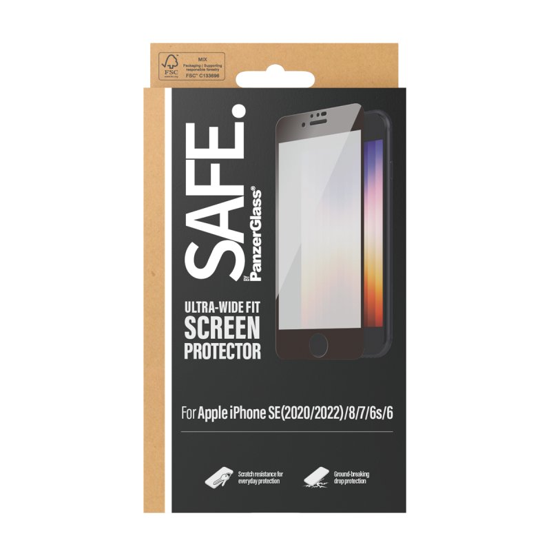 PanzerGlass SAFE. by Screen Protector iPhone 8 | 7 | 6 | 6s | SE (2020/2022) | Edge-to-Edge
