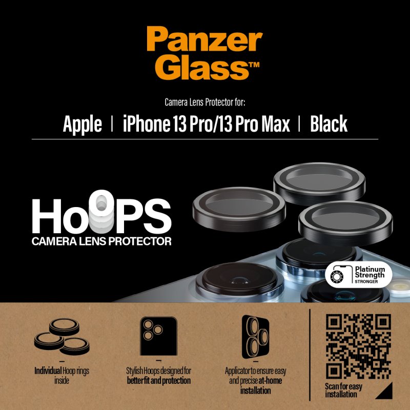PanzerGlass Hoops Camera Lens Protector for iPhone 13 Pro | 13 Pro Max | Black