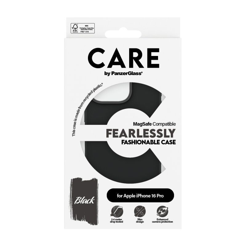 PanzerGlass CARE by Fashionable Case Black w. MagSafe iPhone 16 Pro