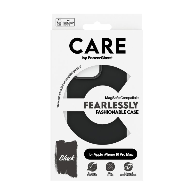 PanzerGlass CARE by Fashionable Case Black w. MagSafe iPhone 16 Pro Max
