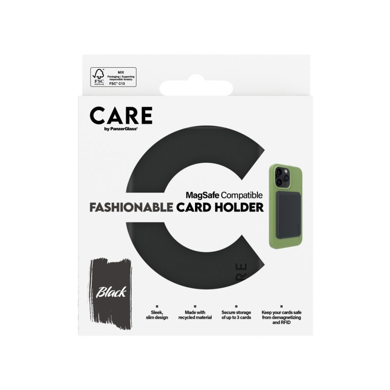 PanzerGlass PG CARE Cardholder Black iPhone coque de protection pour téléphones portables Housse Transparent