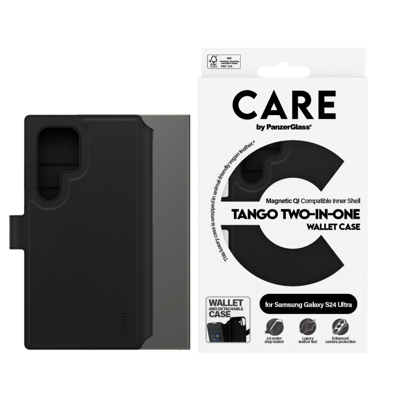 PanzerGlass CARE by Feature Case Tango Two-in-One Wallet w. Qi Compatible Samsung Galaxy S24 Ultra
