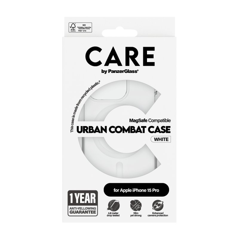 CARE by PanzerGlass - Case Transparent w. White MagSafe - iPhone 15 Pro