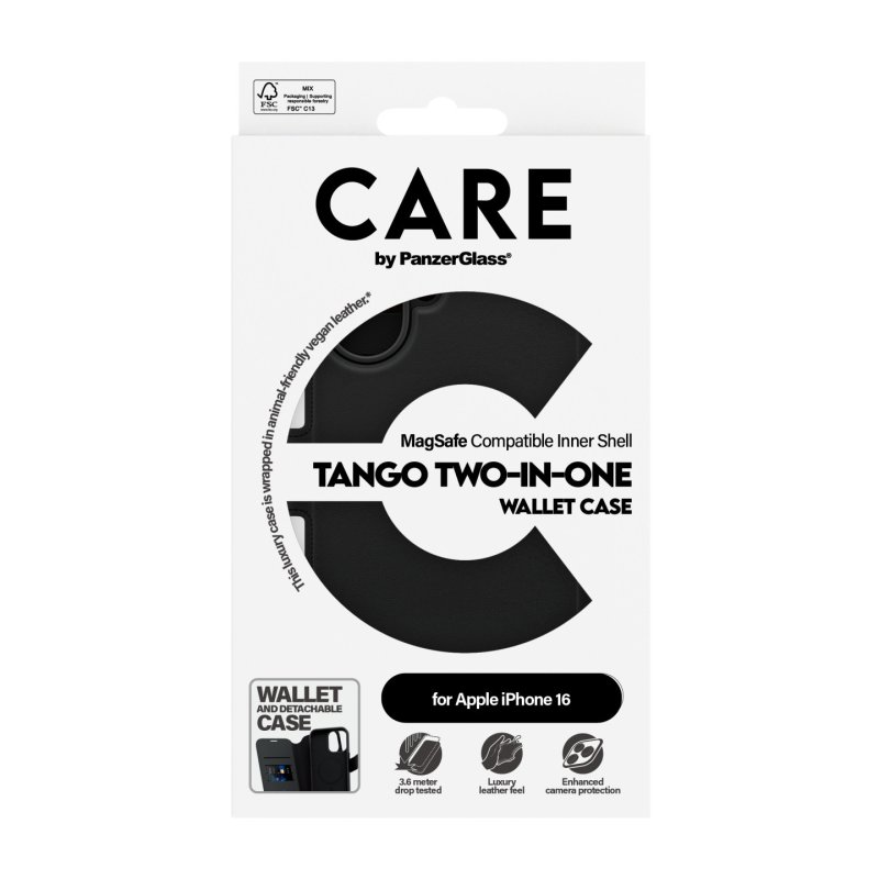 PanzerGlass CARE by Feature Case Tango Two-in-One Wallet w. MagSafe iPhone 16
