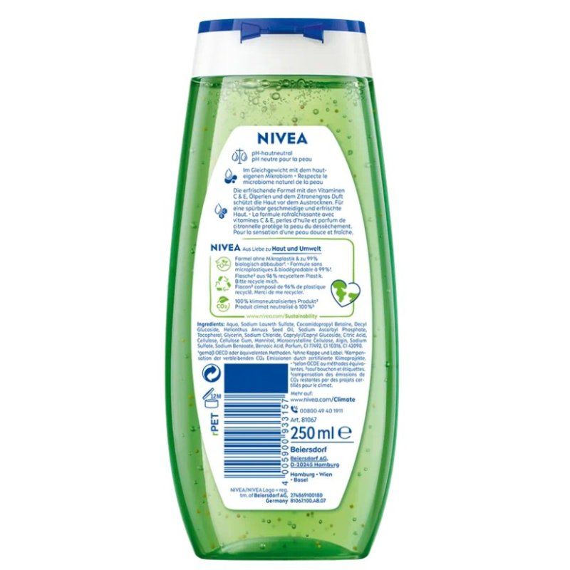 NIVEA Lemongrass & Oil 250 ml Shower gel Body