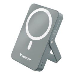 Verbatim Charge 'n' Go Magnetic Wireless Power Bank with stand - 10000 mAh Grey