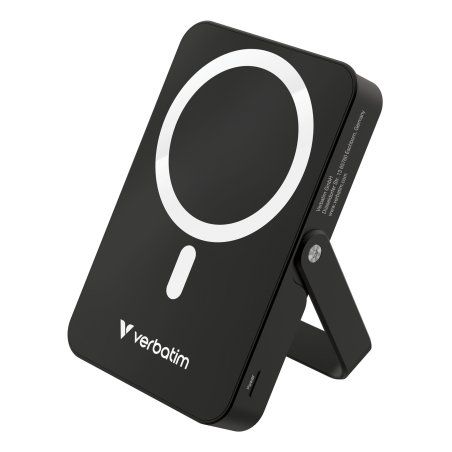 Verbatim Charge 'n' Go Magnetic Wireless Power Bank with stand - 10000 mAh Black