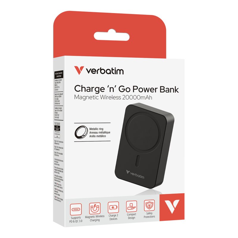 Verbatim Charge 'n' Go Essentials 20000 mAh Recharge sans fil Noir