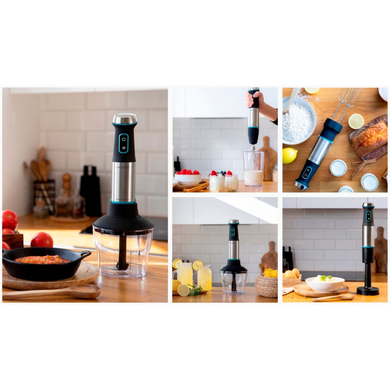 Cecotec Power TitanBlack 1200 XL PerfectCream&Crush Mélangeur par immersion 1200 W Noir, Vert, Acier inoxydable