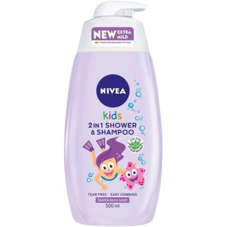 NIVEA Aloe Vera Kids 2 In 1 Shower and Shampoo Very Berry 500ml