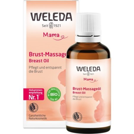 WELEDA Bio Breast Massage Oil Nourishing Natural Breast Oil for Tension Relief During Pregnancy and Breastfeeding 50ml