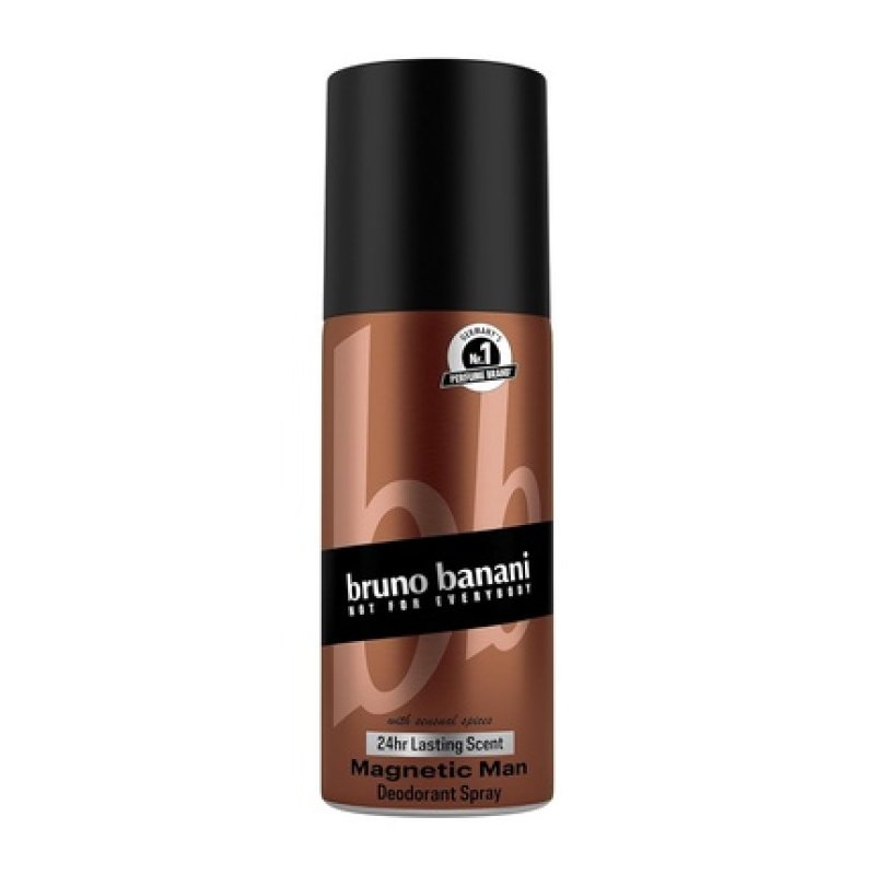 Bruno Banani Magnetic Man Deodorant Body Spray with Captivating Woody Amber Note 150ml