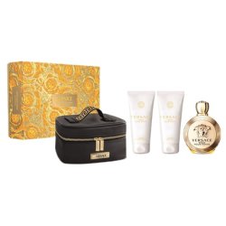 Versace Eros Eau De Parfum Spray Set - 100ml Spray, 100ml Body Lotion, 100ml Shower Gel, Cosmetic Bag