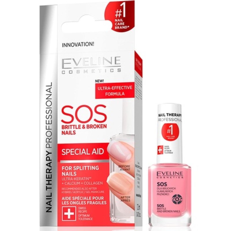 Eveline Cosmetics SOS Broken & Brittle Nail Therapy Professional 12ml Strengthening Hardening Conditioner with Calcium