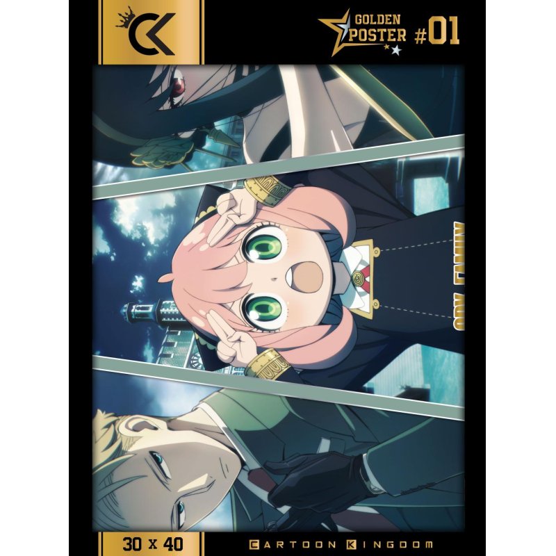 Cartoon Kingdom - Golden Poster - Spy x Family Anya, Yor et Loid 40x31cm