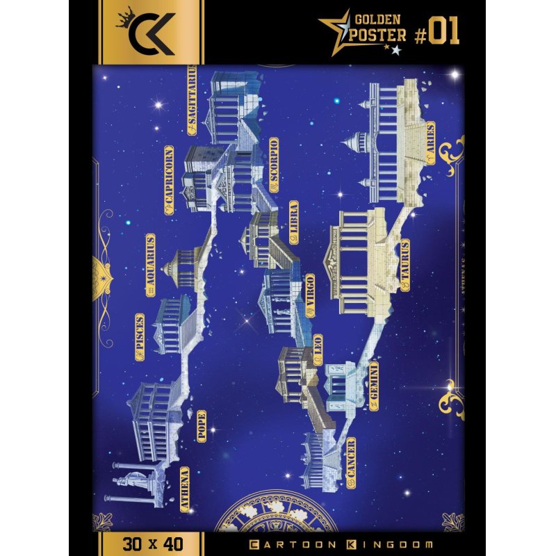 Cartoon Kingdom - Golden Poster - Saint Seiya Sanctuaire 40x31cm