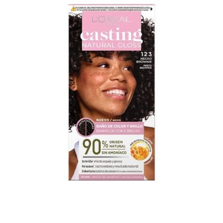 L'Oréal Paris Casting Natural Gloss Hair Color with Nutritive Conditioner with Honey Ammonia-Free Brownie Black 123