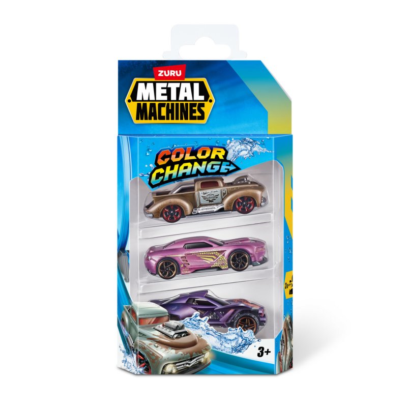 Metal Machines Color Change Mini Die-Cast Car 3 Pack ZURU