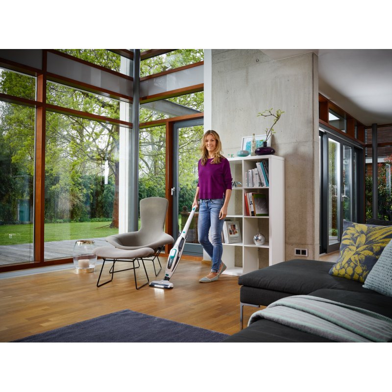 Leifheit PowerVac 2in1 Aspirateur-balai 2 en 1 Batterie Sec Cyclonique Sans sac Noir, Bleu, Blanc