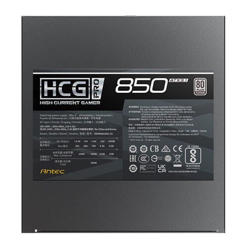FUENTE ALIMENTACION ANTEC HCG850 Pro P EC 850W 80 PLATINUM MODULAR