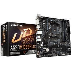 GIGABYTE A520M DS3H AC Carte Mère - Processeurs AMD Ryzen 5000 Series, VRM 5 3 phases, jusqu'à 4733 MHz DDR5 (OC),