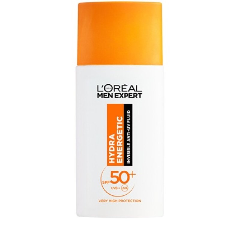 L'Oreal Paris Hydrating Fluid Spf 50 Men Expert Hydra Energetic Invisible Anti-Uv Fluid - 50 Ml