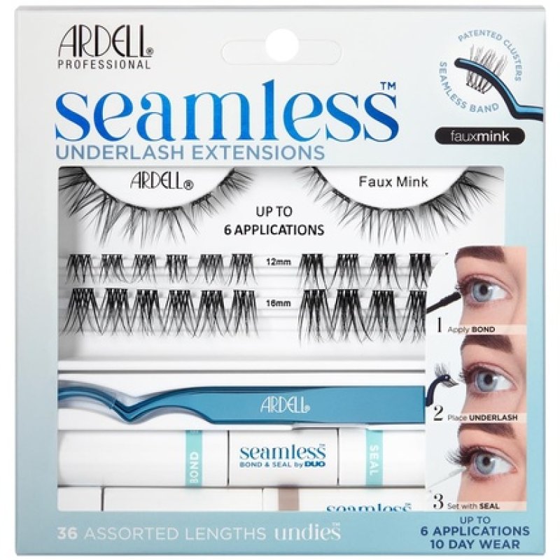 Ardell Seamless Underlash Extensions Kit Faux Mink 36 Assorted Lengths Customizable DIY Lash Clusters Includes Bond &